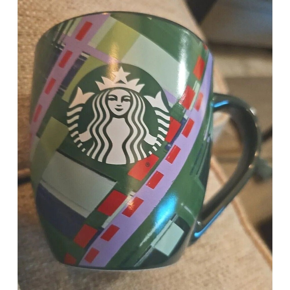 Starbucks 2020 Green Holiday Mug 16oz Coffee Cup Green Plaid Microwave Winter